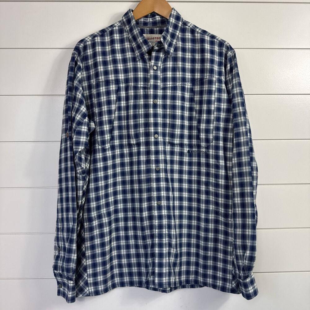 Redington Technical Outdoor Button Front Shirt Flyfishing Blue Plaid sz XL